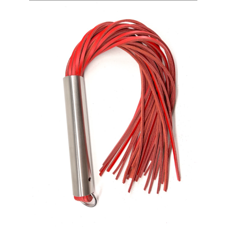 Martinet homme rouge manche métal laniéres en cuir DOUX  - The Sinners - BDSM