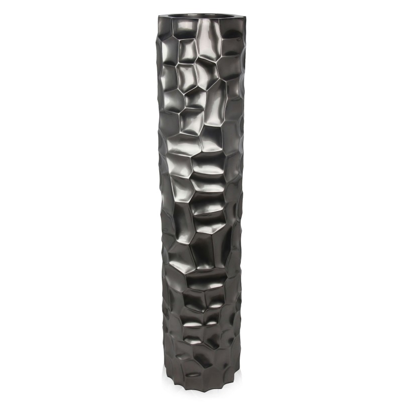 Porte-fleurs vase colonne mosaïque anthracite design moderne pour intérieur