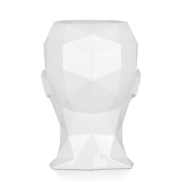 Porte-fleurs vase tête de femme à facettes blanc en fibre de verre laquée