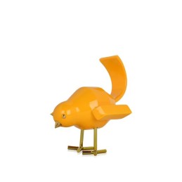 Sculpture petit oiseau en résine jaune décorative