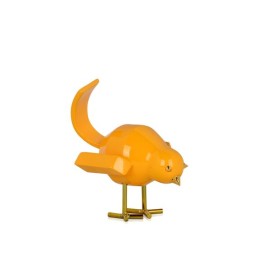 Sculpture petit oiseau en résine jaune décorative