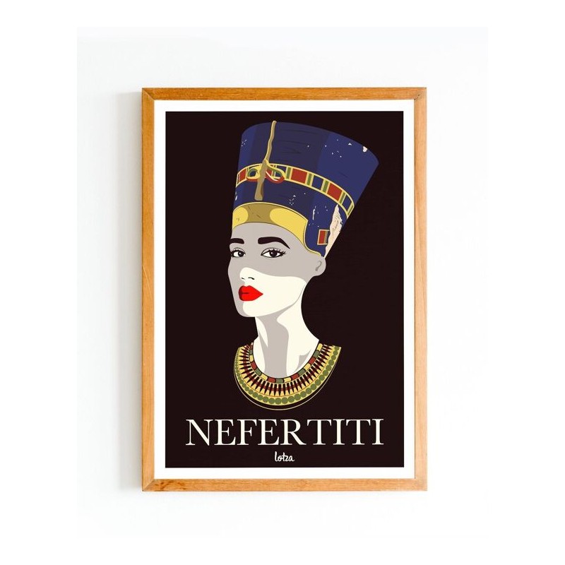 Affiche Néfertiti Reine Égyptienne - Poster Vintage Minimaliste Déco intérieure murale