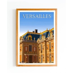 Affiche vintage minimaliste Château de Versailles, Paris, Île-de-France, décoration murale, poster de voyage