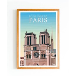 Affiche Cathédrale Notre-Dame de Paris - Poster vintage minimaliste de décoration intérieure