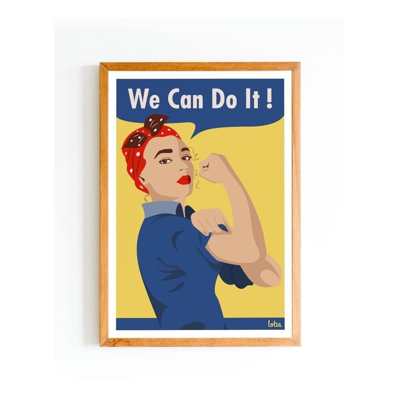 Affiche We Can Do It Femme - Poster vintage minimaliste Girl Power pour décoration murale intérieure