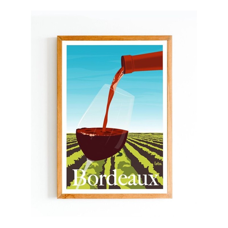 Affiche Vignes de Bordeaux Vin Vintage Minimaliste - Poster déco intérieure murale voyage