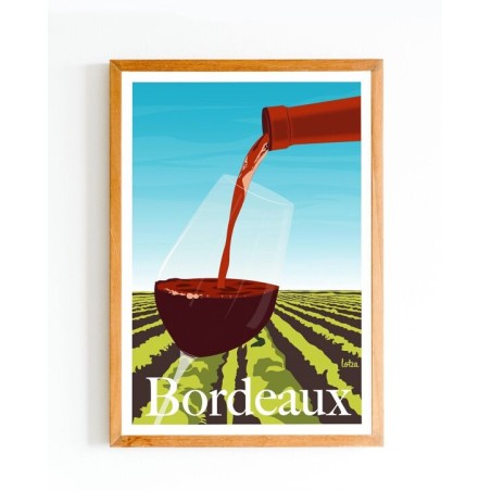 Affiche Vignes de Bordeaux Vin Vintage Minimaliste - Poster déco intérieure murale voyage