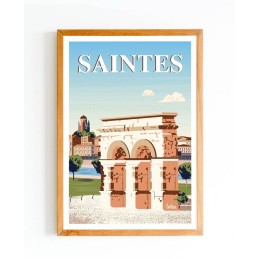 Affiche Saintes Arc de Germanicus, poster vintage minimaliste Charente-Maritime décoration intérieure