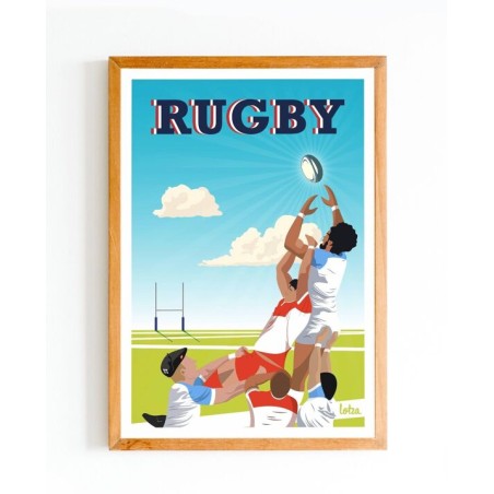 Affiche vintage rugby basque Aviron Bayonnais vs Biarritz Olympique déco intérieure