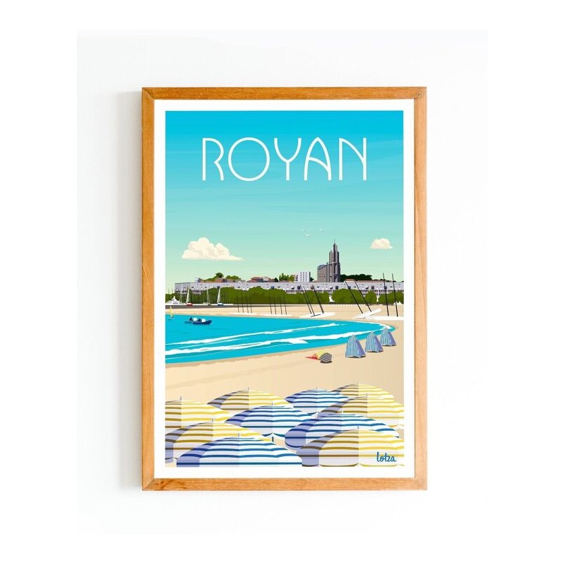 Affiche Royan - Plage Charente-Maritime - Poster vintage minimaliste - Décoration murale de voyage