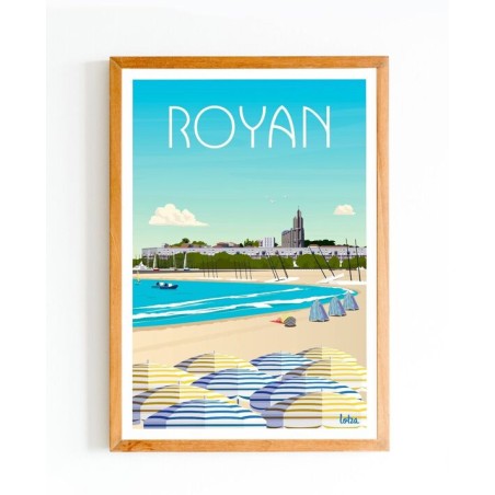 Affiche Royan - Plage Charente-Maritime - Poster vintage minimaliste - Décoration murale de voyage