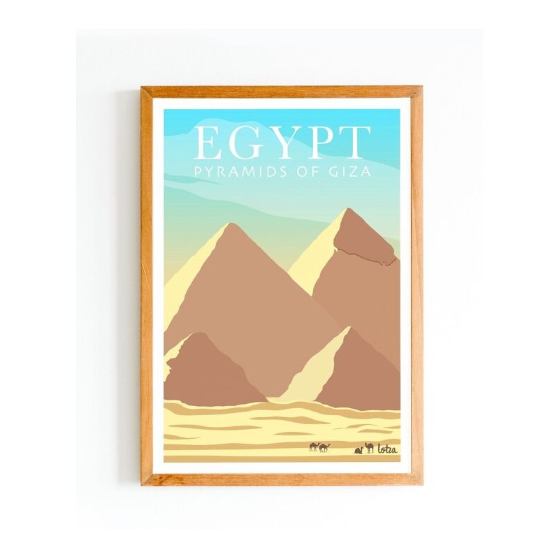 Affiche minimaliste Pyramids of Giza Égypte - Poster vintage des Pyramides de Gizeh décoration intérieure murale