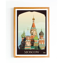 Affiche Moscou Place Rouge Basilique Saint-Basile - Poster Vintage Décoration Murale