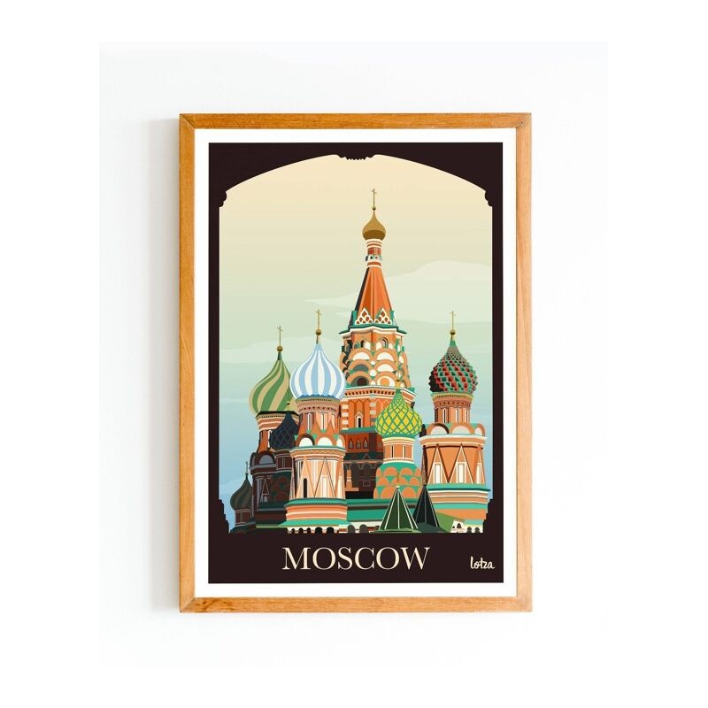 Affiche Moscou Place Rouge Basilique Saint-Basile - Poster Vintage Décoration Murale