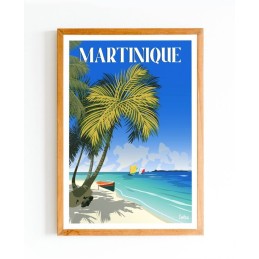 Affiche Martinique Antilles - Yoles Ronde - Poster vintage minimaliste pour décoration intérieure, travel poster