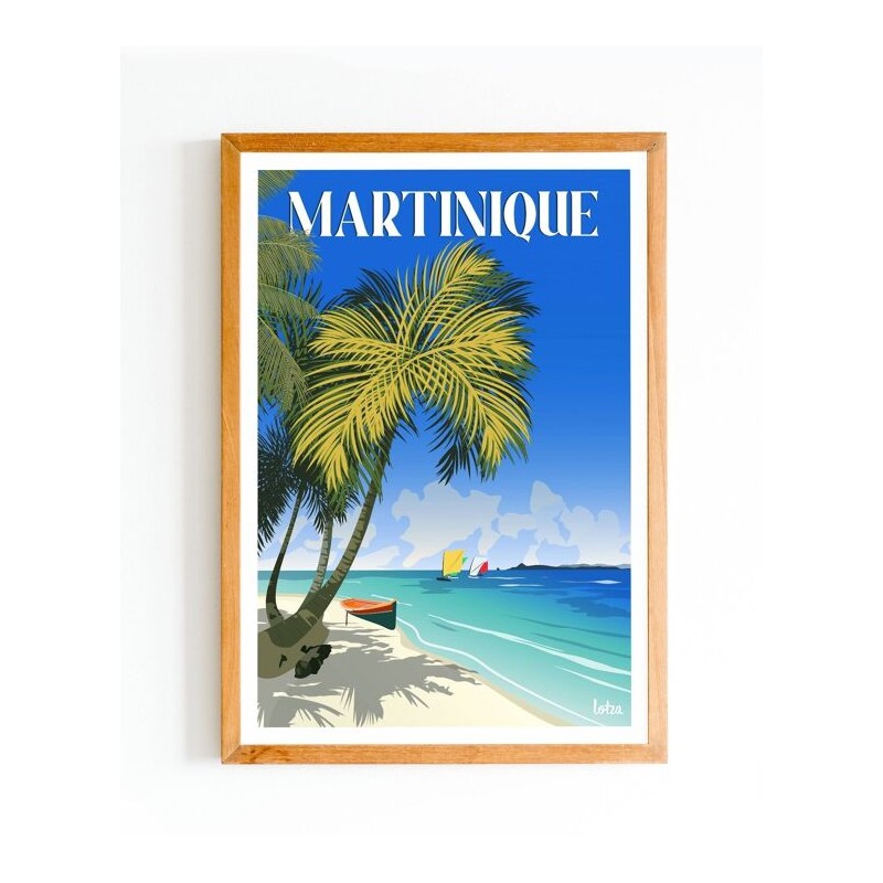 Affiche Martinique Antilles - Yoles Ronde - Poster vintage minimaliste pour décoration intérieure, travel poster