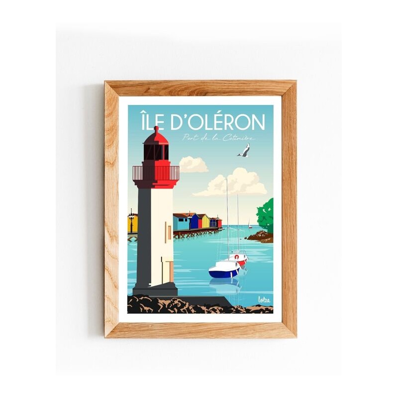 Affiche Île d'Oléron Charente-Maritime, poster vintage minimaliste pour décoration intérieure