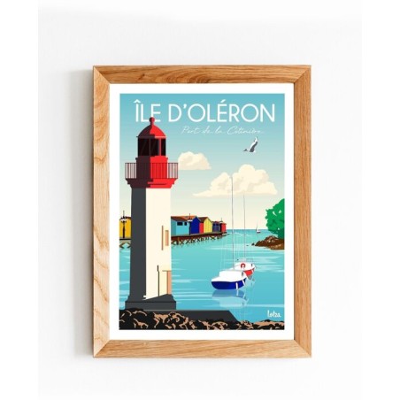 Affiche Île d'Oléron Charente-Maritime, poster vintage minimaliste pour décoration intérieure