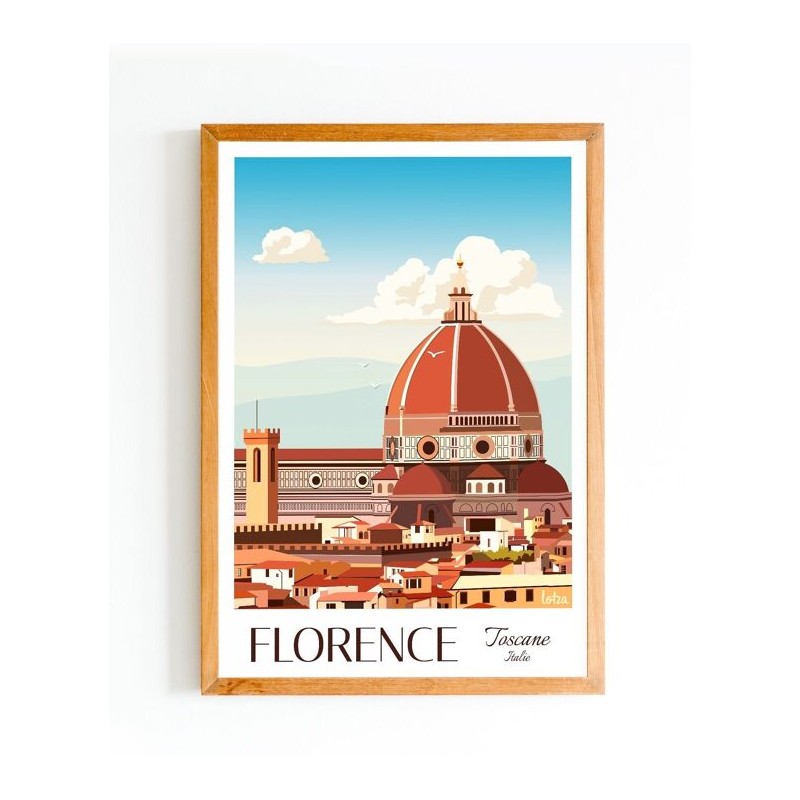 Affiche Florence Toscane Italie, Poster Vintage Minimaliste, Décoration Murale de Voyage