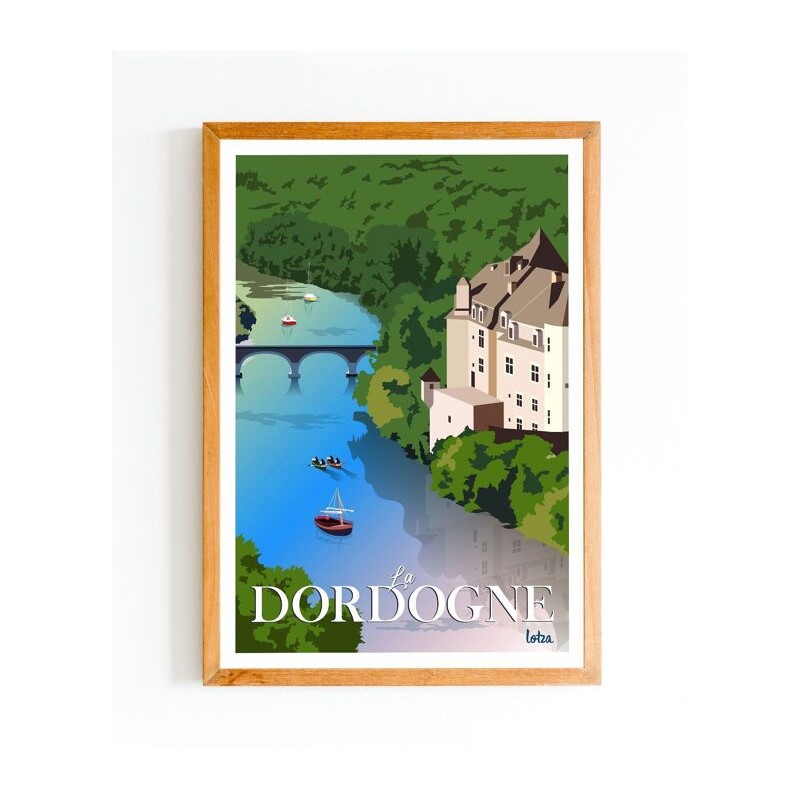 Affiche Dordogne Périgord - Poster Vintage Minimaliste pour décoration intérieure murale inspirée du voyage en Dordogne