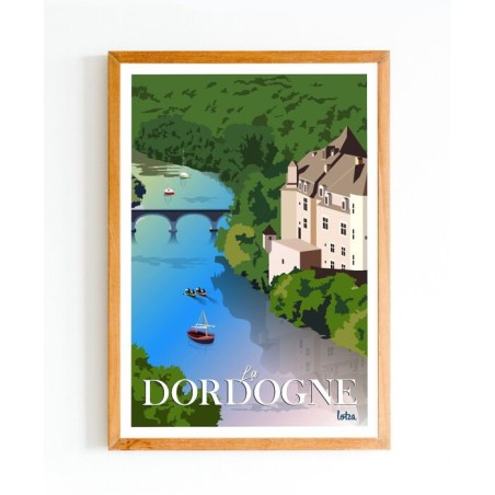 Affiche Dordogne Périgord - Poster Vintage Minimaliste pour décoration intérieure murale inspirée du voyage en Dordogne