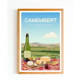 Affiche vintage Camembert Fromage Normand – Décoration intérieure rétro et minimaliste