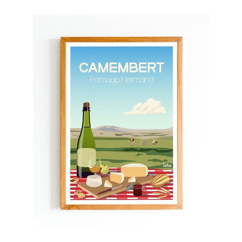 Affiche vintage Camembert Fromage Normand – Décoration intérieure rétro et minimaliste