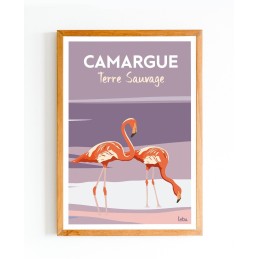 Affiche Camargue Flamants Roses – Réserve Naturelle-poster vintage-deco interieure