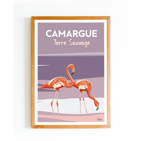 Affiche Camargue Flamants Roses – Réserve Naturelle-poster vintage-deco interieure