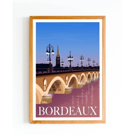 Affiche Pont de Pierre à Bordeaux, poster vintage minimaliste pour décoration intérieure, illustration de voyage