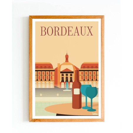 Affiche Bordeaux version orange Place de la Bourse poster vintage minimaliste décoration intérieure