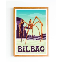 Affiche Bilbao Pays Basque Espagne - Poster vintage minimaliste de voyage, décoration intérieure