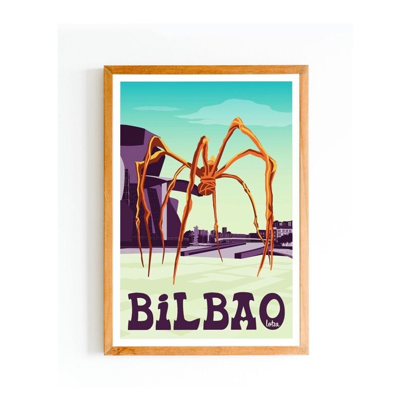 Affiche Bilbao Pays Basque Espagne - Poster vintage minimaliste de voyage, décoration intérieure