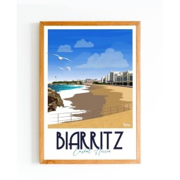 Affiche Biarritz Pays Basque - Poster Vintage Minimaliste pour Décoration Intérieure