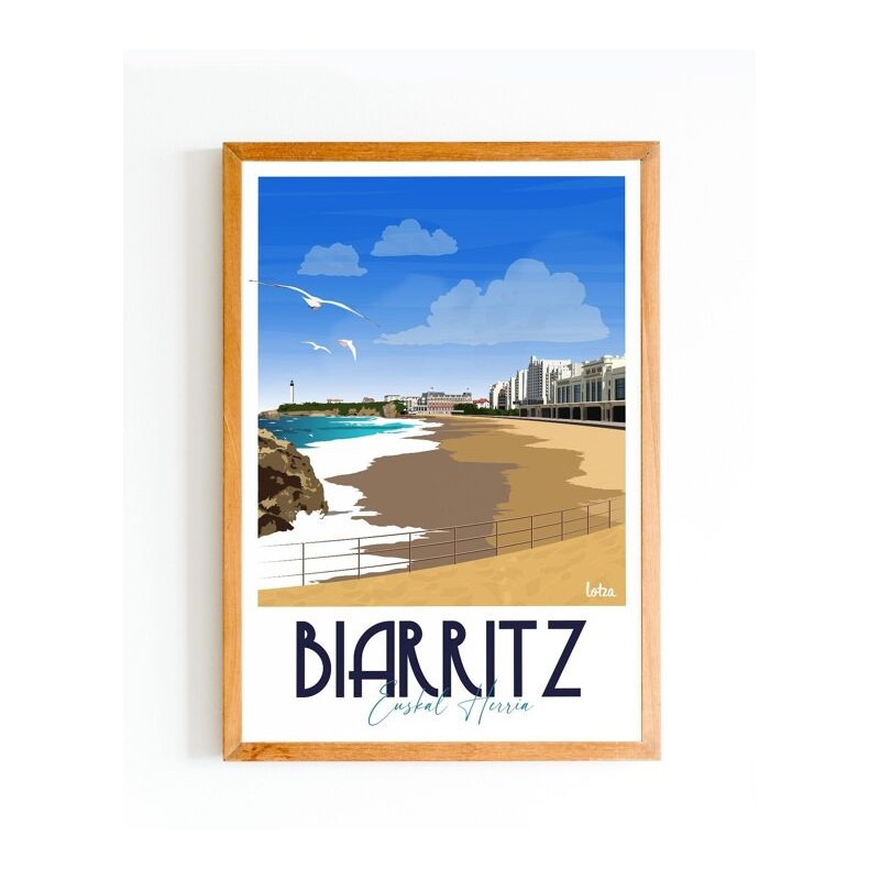 Affiche Biarritz Pays Basque - Poster Vintage Minimaliste pour Décoration Intérieure