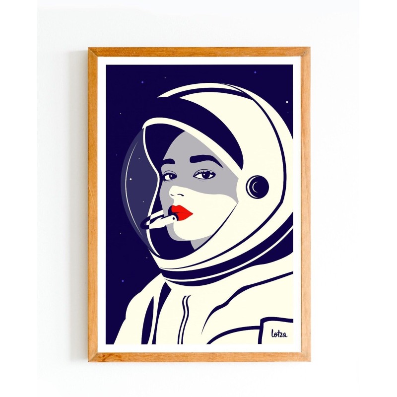 Affiche décoration intérieure Astronaute Femme Vintage Girl Power minimaliste