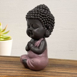 Statuette Bouddha en toge rose – décoration zen, Feng Shui et spirituelle