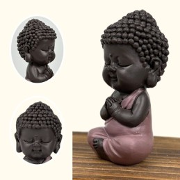 Statuette Bouddha en toge rose – décoration zen, Feng Shui et spirituelle