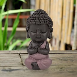 Statuette Bouddha en toge rose – décoration zen, Feng Shui et spirituelle