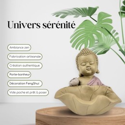 Vide Poche Bouddha avec Fleur de Lotus – Décoration Zen et Feng Shui pour Ambiance Spirituelle et Détendue