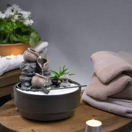 Jardin Zen et Fontaine Cascade Oasis pour la décoration intérieure, anti-stress, sérénité et spiritualité