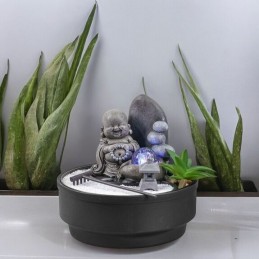 Jardin Zen Sikhi avec fontaine cascade anti-stress, décoration intérieure spirituelle et apaisante