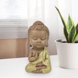 Statuette Bouddha Toge Jaune en résine, décoration zen Feng Shui