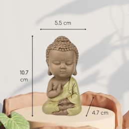 Statuette Bouddha Toge Jaune en résine, décoration zen Feng Shui