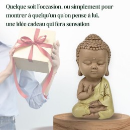 Statuette Bouddha Toge Jaune en résine, décoration zen Feng Shui