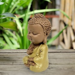 Statuette Bouddha Toge Jaune en résine, décoration zen Feng Shui