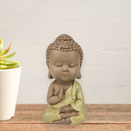 Statuette Bouddha Toge Jaune en résine, décoration zen Feng Shui