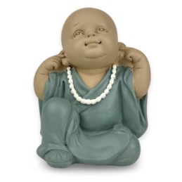 Statuette Bouddha bonze "Ne rien Entendre" pour décoration zen et feng shui