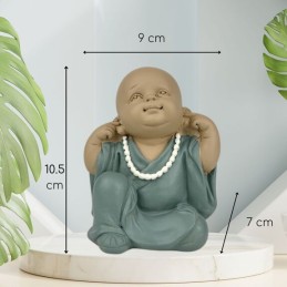 Statuette Bouddha bonze "Ne rien Entendre" pour décoration zen et feng shui