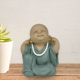 Statuette Bouddha bonze "Ne rien Entendre" pour décoration zen et feng shui